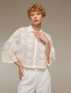 Ivory bridal shirt detail — 1634-D · Belle Bonjour UAE