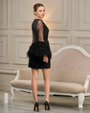 Black Feather Bridal Robe – Full Length Styling View | Belle Bonjour UAE