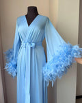 Light blue feather bridal robe