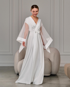Ivory pearl robe with sheer sleeves