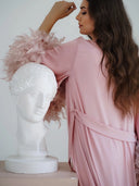 Pink Feather Bridal Robe – Train and Feather Detail | Belle Bonjour UAE