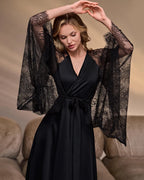 Black robe wide lace sleeves
