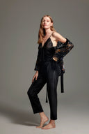 Noir Velvet Devoré 3-Piece Set 1404 – Devoré Fabric Texture Detail | Belle Bonjour UAE