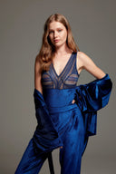 Cobalt Velvet 3-Piece Nightwear Set 1411 – Premium Luxury Loungewear | Belle Bonjour UAE