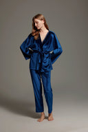 Cobalt Velvet 3-Piece Set 1411 – Velvet Fabric Texture Detail | Belle Bonjour UAE