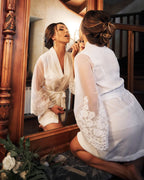 White sheer sleeve bridal robe