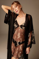 Noir Satin 6-Piece Bridal Set 1533 – Bold Wedding Night Lingerie | Belle Bonjour UAE