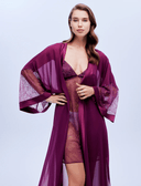 Plum Satin 6-Piece Bridal Set 1635 – Opulent Wedding Night Lingerie | Belle Bonjour UAE