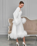 White Elegant Bridal Robe Set – Full Length Styling View | Belle Bonjour UAE