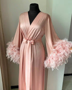 Pink feather bridal robe