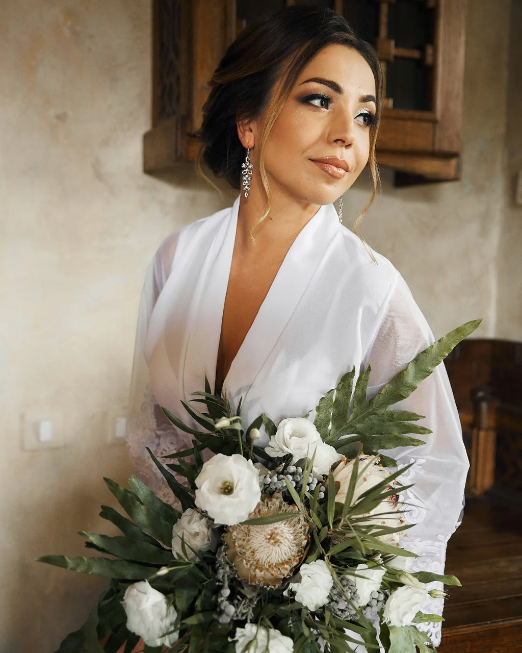 White sheer sleeve robe back