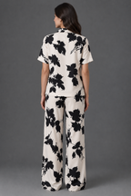 Abstract Print Pajama Set BM-1762 · Ivory & Black — back view | Belle Bonjour UAE