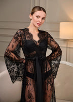 Black lace robe pose