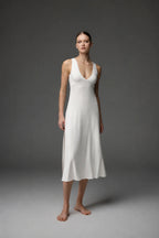 Lace-Back Satin Nightgown BM-1760 – Luxury Satin Sleepwear in Four Colours | Belle Bonjour UAE