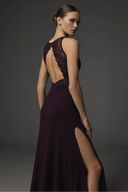 Lace-Back Satin Nightgown BM-1760 · Navy — lace open back | Belle Bonjour UAE