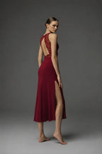 Lace-Back Satin Nightgown BM-1760 · Red — dramatic lace detail | Belle Bonjour UAE