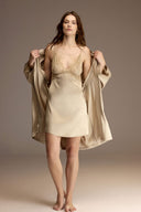 BM-1915-V2 – Latte Lace-Trim Satin Cami and Shorts Set (2-Piece)