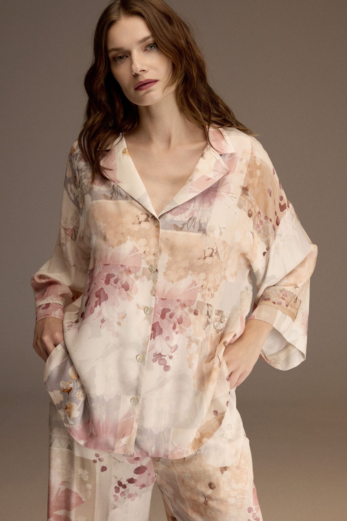 Side view of the watercolour floral viscose set — Belle Bonjour BM-1962
