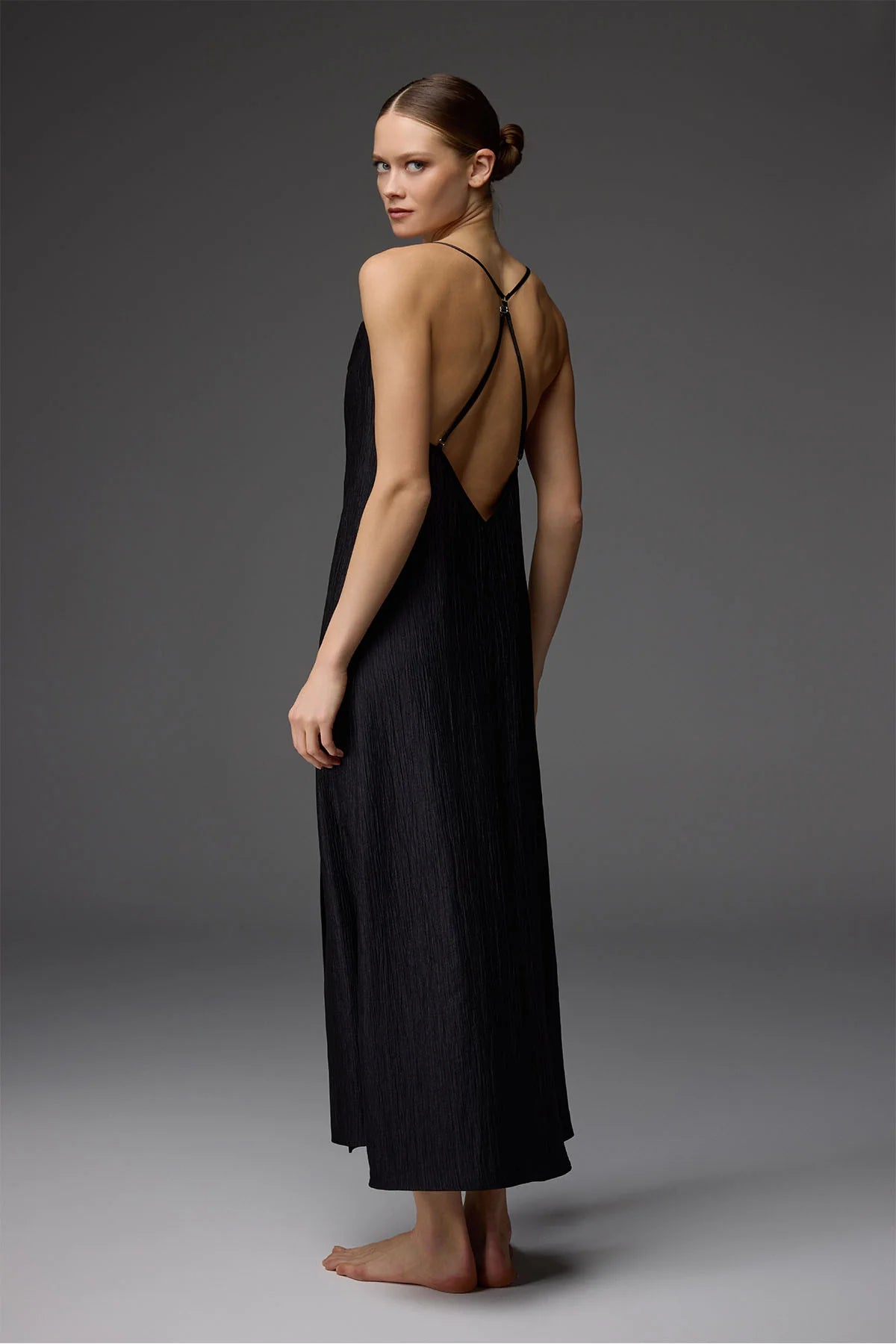 BM-1824 – Lace Robe &amp; Draped-Neck Satin Nightgown Set (2-Piece)