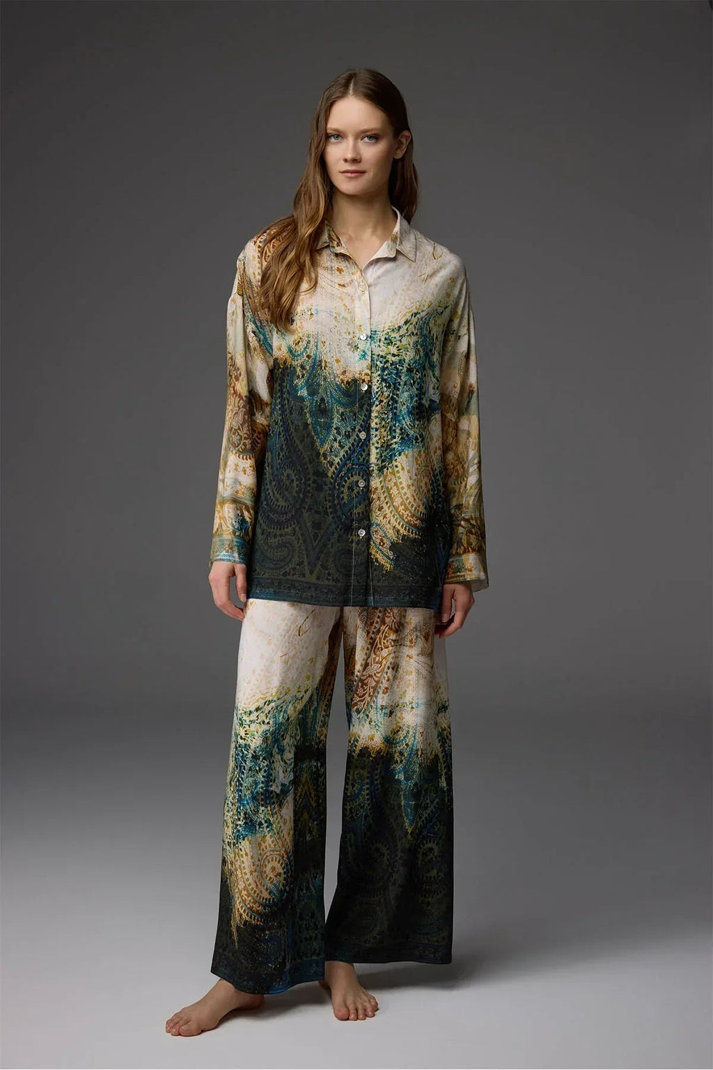 Viscose Shirt-Collar Pajama Set BM-1835 | Belle Bonjour UAE
