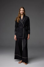 Cotton-Blend Jacquard Robe with Satin Pants – BM-1816
