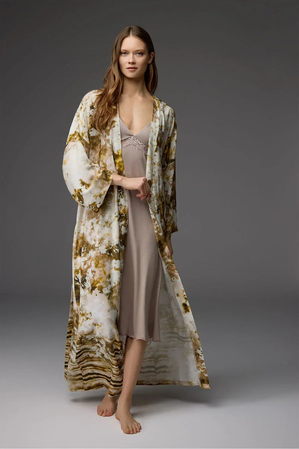 Lace-Trim Nightgown & Robe Set BM-1844 | Belle Bonjour UAE