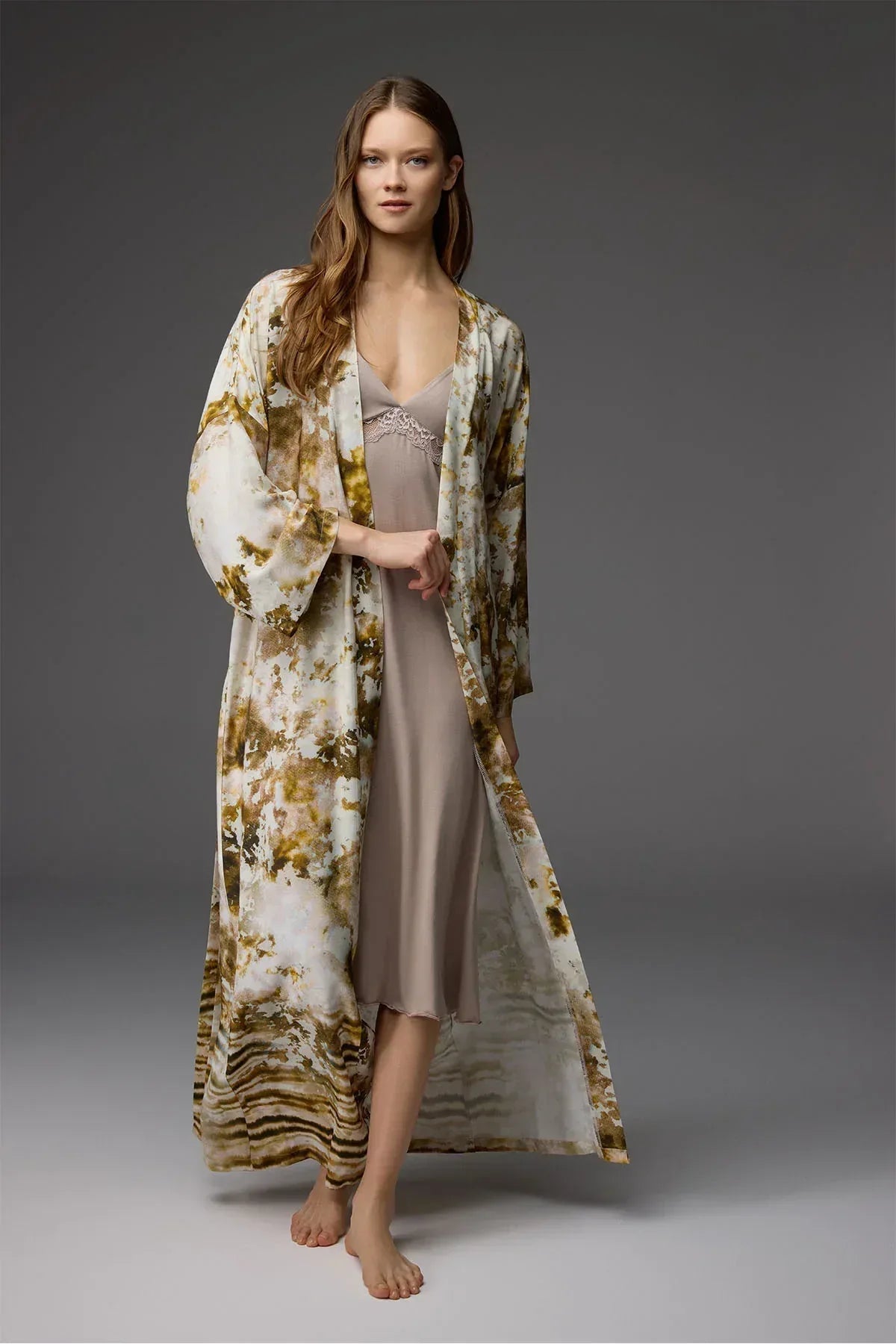 Lace-Trim Nightgown & Robe Set BM-1844 | Belle Bonjour UAE