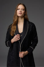 Cotton-Blend Jacquard Robe with Spaghetti-Strap Nightdress – 2-Piece Set BM-1817