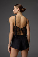 Noir Lace-Up Bustier and Shorts BM-1826 – Complete Set Flat Lay | Belle Bonjour UAE