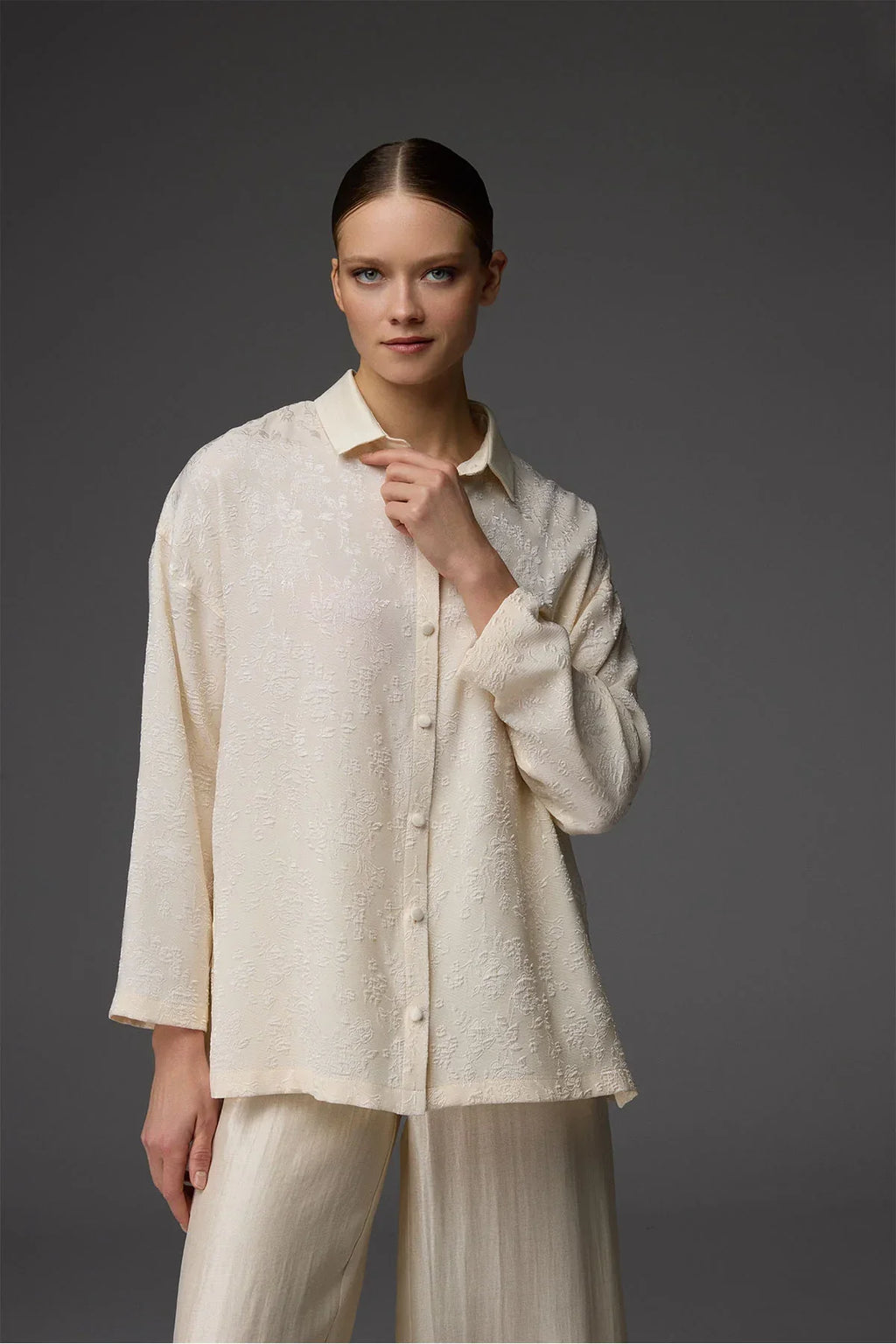 Jacquard Shirt Collar Trousers 2-Piece Set BM-1822