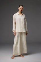 طقم مكون من قطعتين: قميص بياقة وبنطال من قماش الجاكار BM-1822