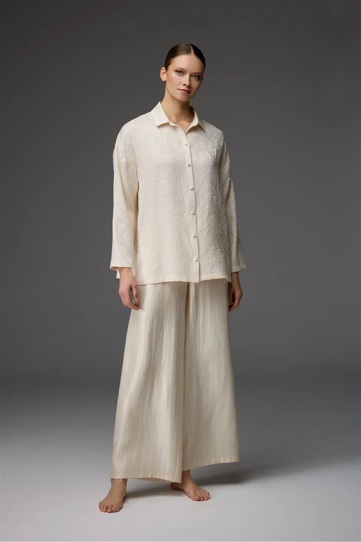 Jacquard Shirt Collar Trousers 2-Piece Set BM-1822