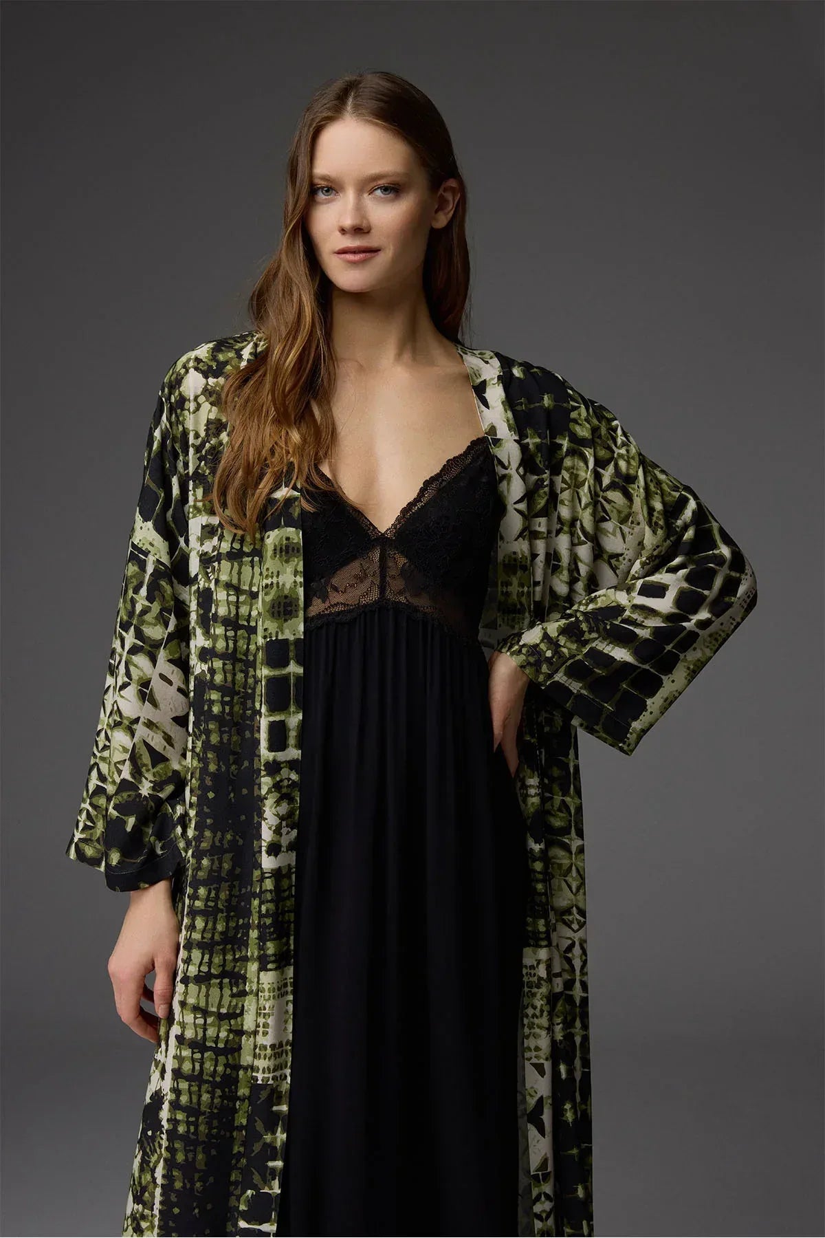 BM-1840 Viscose Nightgown & Robe — side view | Belle Bonjour