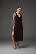 Lace-Back Satin Nightgown BM-1760 · Damson — deep plum lace back | Belle Bonjour UAE