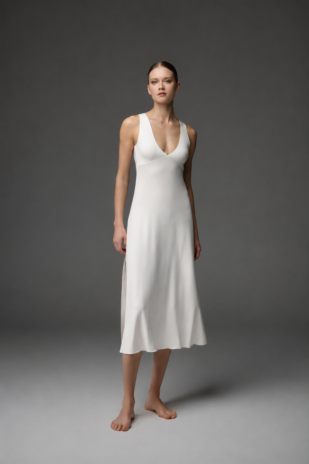 Lace-Back Satin Nightgown BM-1760 – Luxury Satin Sleepwear in Four Colours | Belle Bonjour UAE