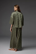Forest Jacquard Shirt-Collar Pajama BM-1806 – Jacquard Fabric Detail | Belle Bonjour UAE