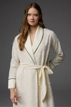 Cotton-Blend Jacquard Robe with Spaghetti-Strap Nightdress – 2-Piece Set BM-1817