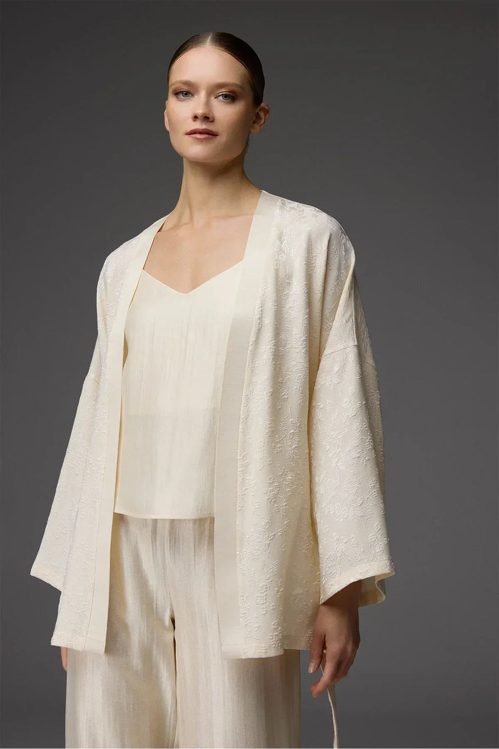 Jacquard Robe, Bustier, and Trousers 3-Piece Set BM-1821