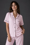 Striped Shirt Pajama Set BM-1761 · Pink — detail shot | Belle Bonjour UAE