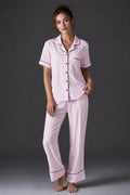 Striped Shirt Pajama Set BM-1761 · Pink — detail shot | Belle Bonjour UAE