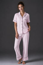 Striped Shirt Pajama Set BM-1761 · Pink — detail shot | Belle Bonjour UAE