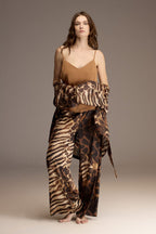 BM-1907 – Animal Print Satin Robe, Cami and Pants Set (3-Piece)