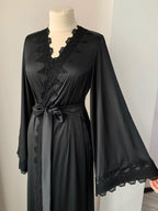 Black lace maxi robe