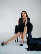 Feather bridal robe styling