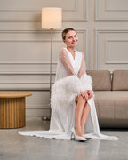 Ostrich feather bridal robe for glamorous brides Ivory – Made to Order
