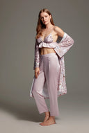 Lilac Floral Bridal Set 1426 – Satin and Lace Fabric Detail | Belle Bonjour UAE