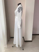 Ivory Bridal Robe with Pearl Cuffs – Back Styling View | Belle Bonjour UAE