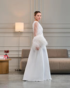 Ostrich feather bridal robe for glamorous brides Ivory – Made to Order