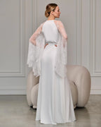 Back view ivory bridal robe lace