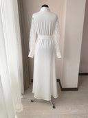 Ivory Bridal Robe with Pearl Cuffs – Side View | Belle Bonjour UAE